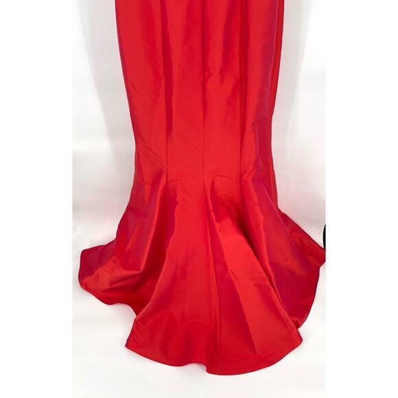 NWT Amsale Coral Fuchsia Duchess Satin Oversize Bow One Shoulder Gown size 6 - Picture 7 of 12
